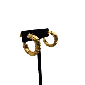 Vintage Alice Caviness Gold Tone Hoop Screw Hinged Clip On Earrings (5223)